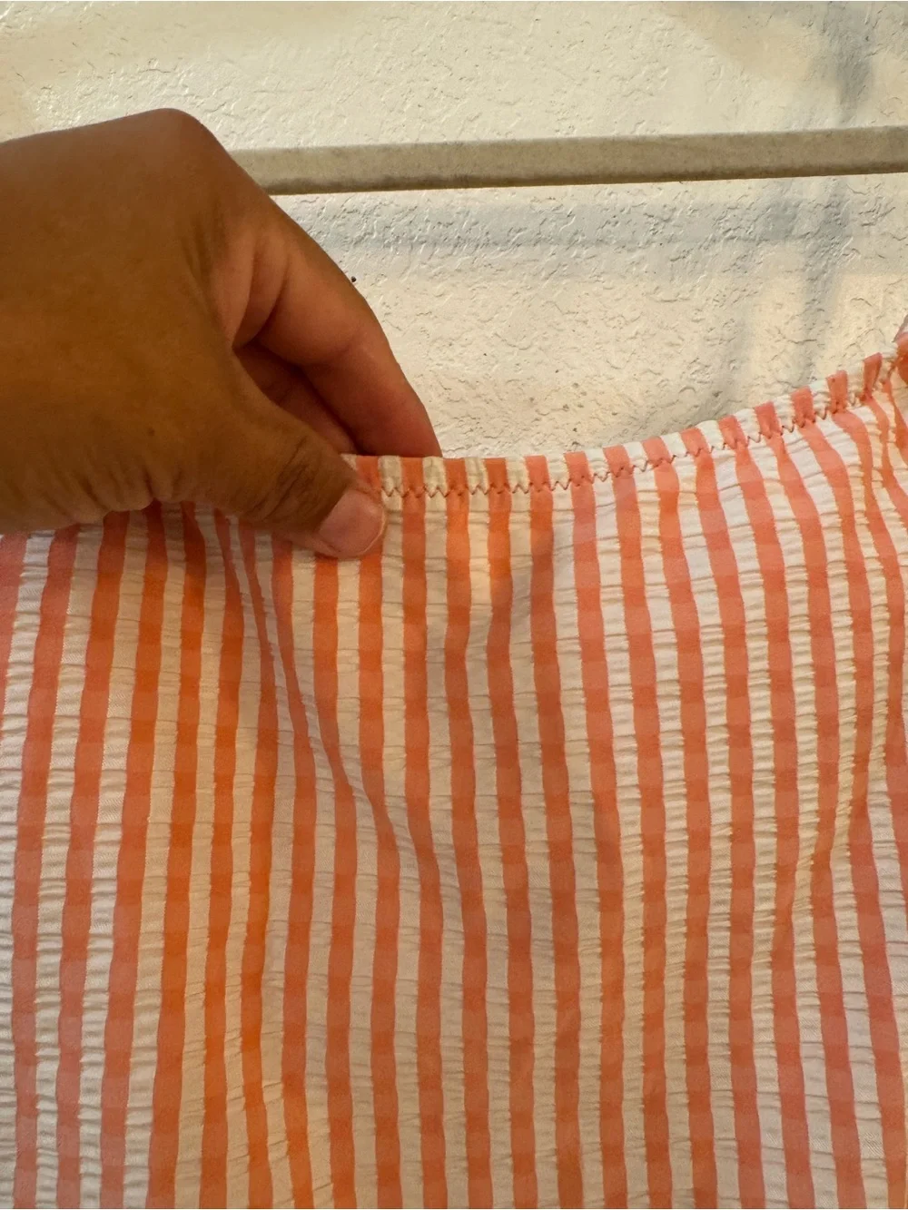 J.Crew Seersucker Striped in Coral One-Piece Swimsuit with Side Ties Sz M $110